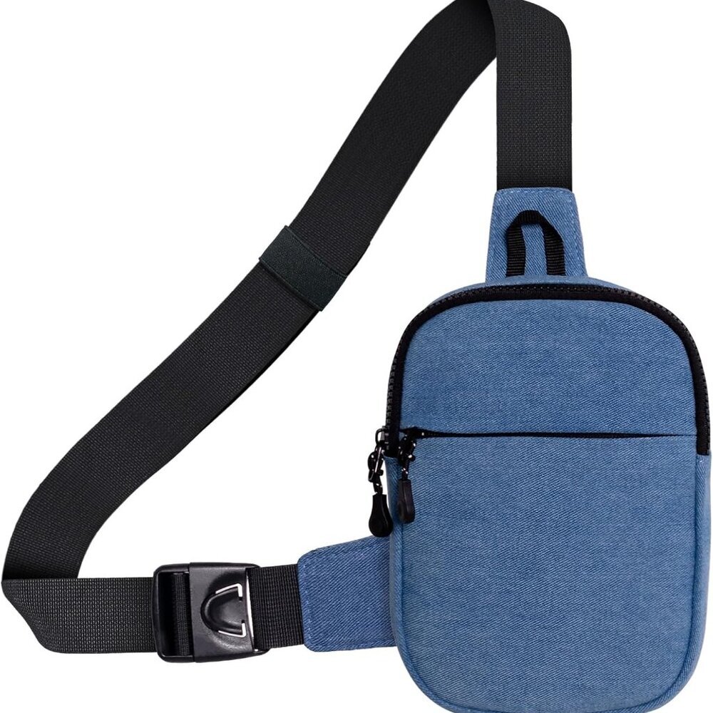 Mini Denim Crossbody Bag for Women Chest Sling Purses Lightweight Mens Shoulder